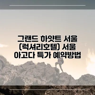 그랜드 하얏트 서울 (럭셔리호텔) 서울 아고다 특가 예약방법