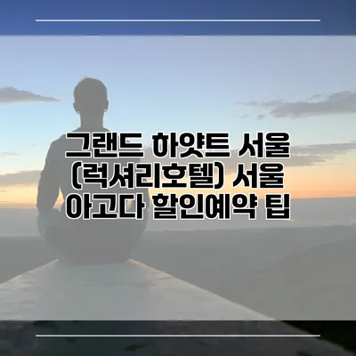 그랜드 하얏트 서울 (럭셔리호텔) 서울 아고다 할인예약 팁