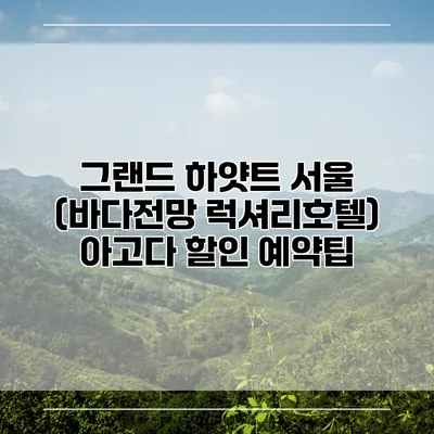 그랜드 하얏트 서울 (바다전망 럭셔리호텔) 아고다 할인 예약팁