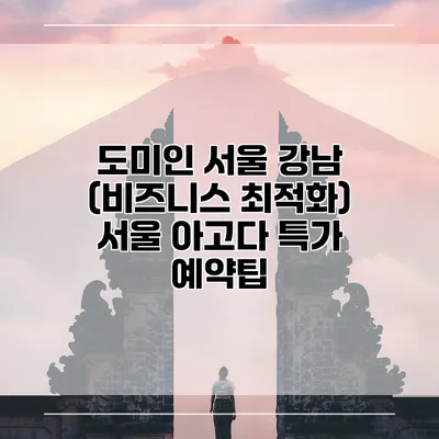 도미인 서울 강남 (비즈니스 최적화) 서울 아고다 특가 예약팁
