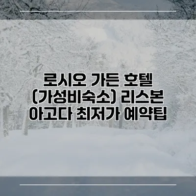 로시오 가든 호텔 (가성비숙소) 리스본 아고다 최저가 예약팁