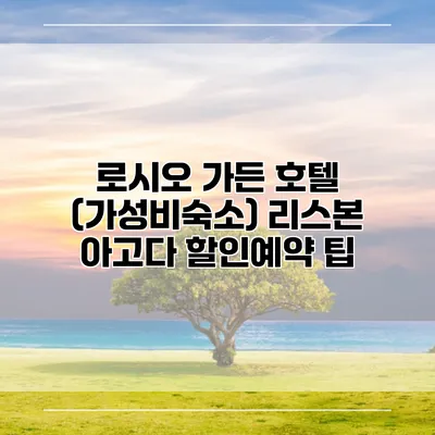 로시오 가든 호텔 (가성비숙소) 리스본 아고다 할인예약 팁