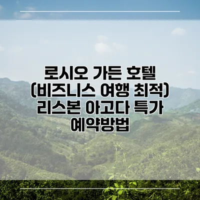 로시오 가든 호텔 (비즈니스 여행 최적) 리스본 아고다 특가 예약방법