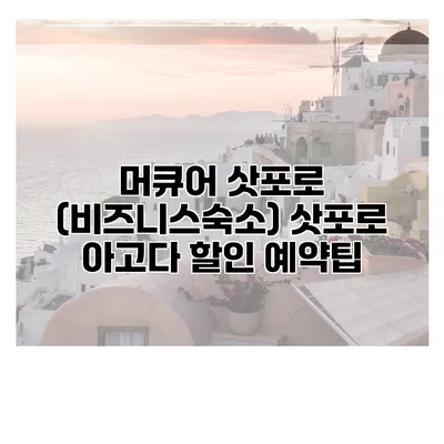 머큐어 삿포로 (비즈니스숙소) 삿포로 아고다 할인 예약팁