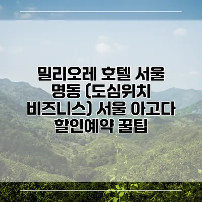밀리오레 호텔 서울 명동 (도심위치 비즈니스) 서울 아고다 할인예약 꿀팁
