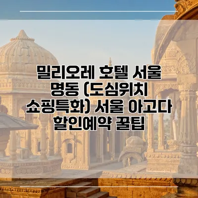 밀리오레 호텔 서울 명동 (도심위치 쇼핑특화) 서울 아고다 할인예약 꿀팁