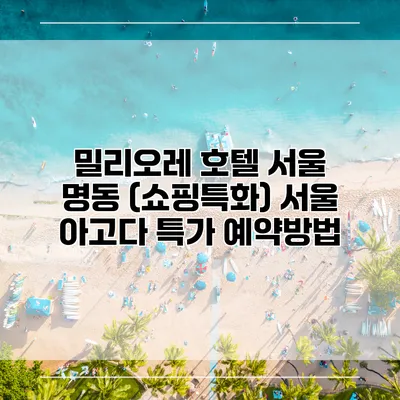 밀리오레 호텔 서울 명동 (쇼핑특화) 서울 아고다 특가 예약방법