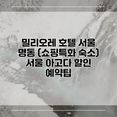 밀리오레 호텔 서울 명동 (쇼핑특화 숙소) 서울 아고다 할인 예약팁