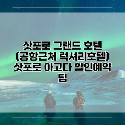 삿포로 그랜드 호텔 (공항근처 럭셔리호텔) 삿포로 아고다 할인예약 팁