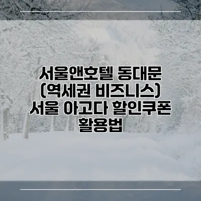 서울앤호텔 동대문 (역세권 비즈니스) 서울 아고다 할인쿠폰 활용법