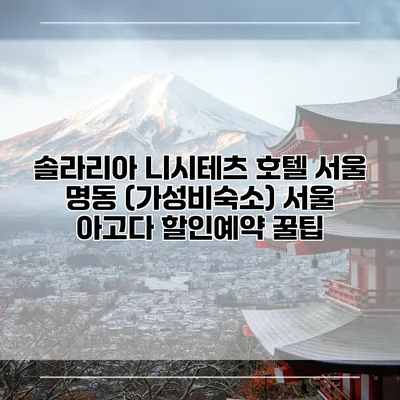 솔라리아 니시테츠 호텔 서울 명동 (가성비숙소) 서울 아고다 할인예약 꿀팁