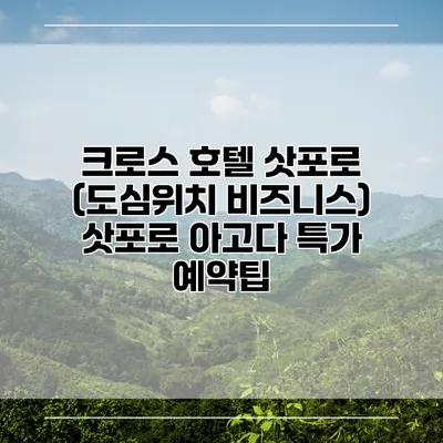 크로스 호텔 삿포로 (도심위치 비즈니스) 삿포로 아고다 특가 예약팁