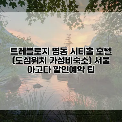 트레블로지 명동 시티홀 호텔 (도심위치 가성비숙소) 서울 아고다 할인예약 팁