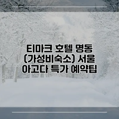 티마크 호텔 명동 (가성비숙소) 서울 아고다 특가 예약팁