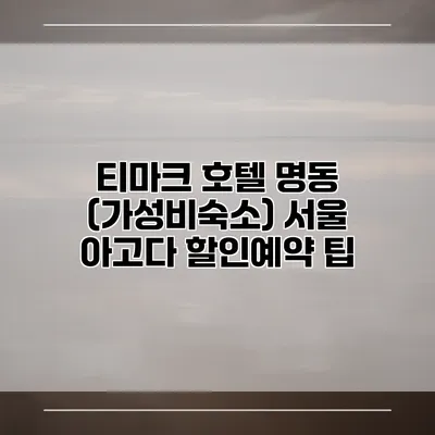 티마크 호텔 명동 (가성비숙소) 서울 아고다 할인예약 팁