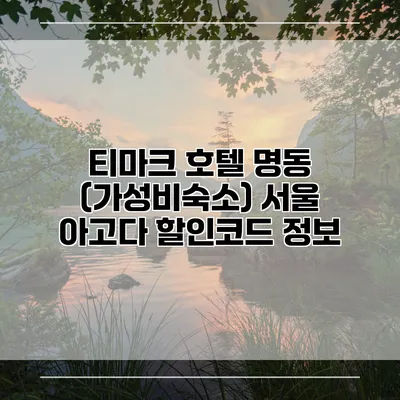 티마크 호텔 명동 (가성비숙소) 서울 아고다 할인코드 정보
