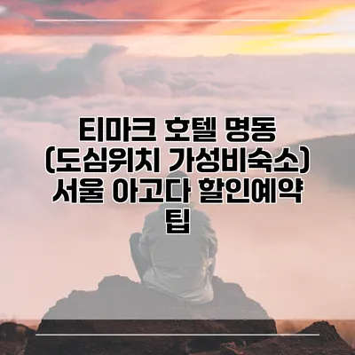 티마크 호텔 명동 (도심위치 가성비숙소) 서울 아고다 할인예약 팁