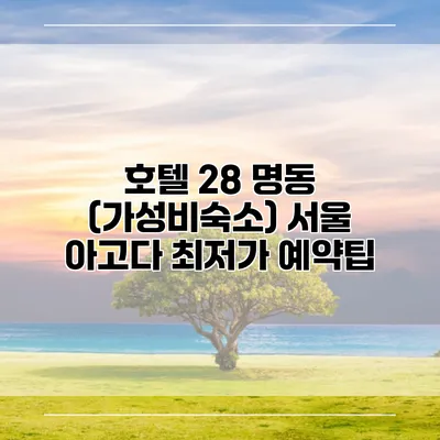 호텔 28 명동 (가성비숙소) 서울 아고다 최저가 예약팁