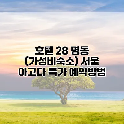 호텔 28 명동 (가성비숙소) 서울 아고다 특가 예약방법