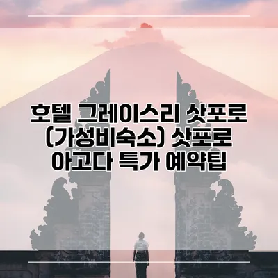 호텔 그레이스리 삿포로 (가성비숙소) 삿포로 아고다 특가 예약팁