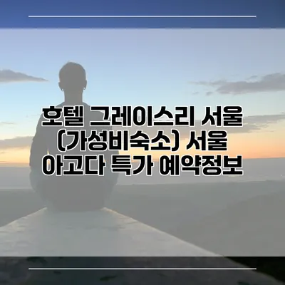 호텔 그레이스리 서울 (가성비숙소) 서울 아고다 특가 예약정보