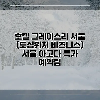 호텔 그레이스리 서울 (도심위치 비즈니스) 서울 아고다 특가 예약팁