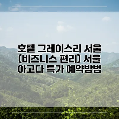 호텔 그레이스리 서울 (비즈니스 편리) 서울 아고다 특가 예약방법