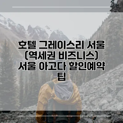 호텔 그레이스리 서울 (역세권 비즈니스) 서울 아고다 할인예약 팁