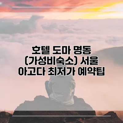 호텔 도마 명동 (가성비숙소) 서울 아고다 최저가 예약팁