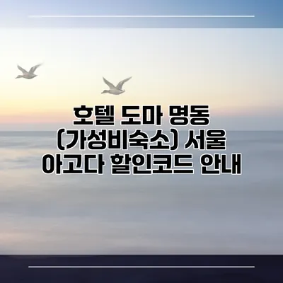 호텔 도마 명동 (가성비숙소) 서울 아고다 할인코드 안내