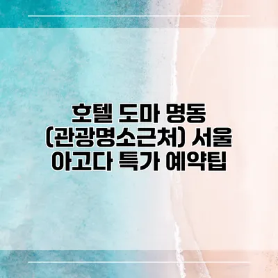 호텔 도마 명동 (관광명소근처) 서울 아고다 특가 예약팁