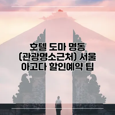 호텔 도마 명동 (관광명소근처) 서울 아고다 할인예약 팁