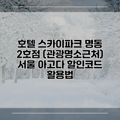 호텔 스카이파크 명동 2호점 (관광명소근처) 서울 아고다 할인코드 활용법