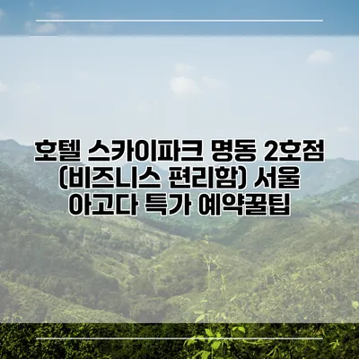 호텔 스카이파크 명동 2호점 (비즈니스 편리함) 서울 아고다 특가 예약꿀팁