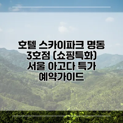 호텔 스카이파크 명동 3호점 (쇼핑특화) 서울 아고다 특가 예약가이드