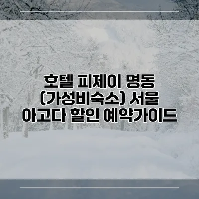 호텔 피제이 명동 (가성비숙소) 서울 아고다 할인 예약가이드