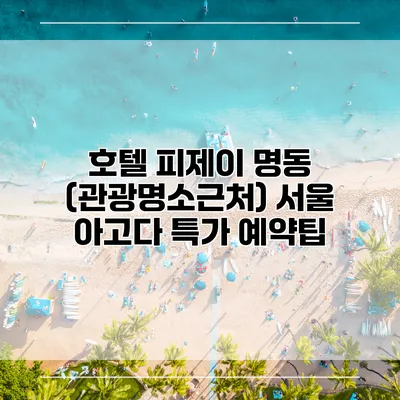 호텔 피제이 명동 (관광명소근처) 서울 아고다 특가 예약팁